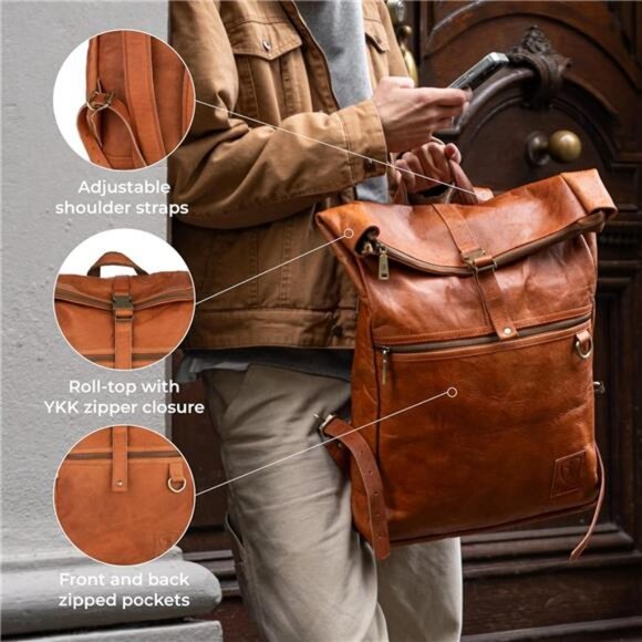 Vintage Genuine Leather Backpack Utrecht, Laptop Backpack, Travel Backpack - Picture 5 of 7